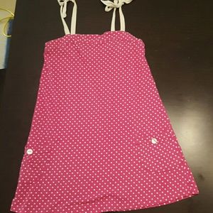 Roxy hot pink and white polka dot dress
